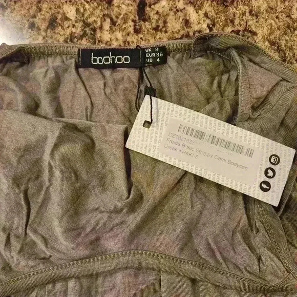 NWT Boohoo Women's Freida Basic Strappy Cami Bodycon Dress - KHAKI - Picture 9 of 12